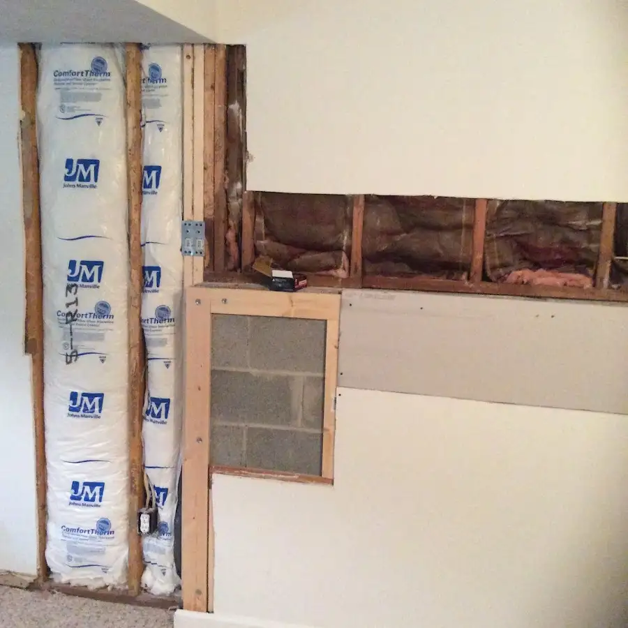 Wall insulation replacement during Basement Flood Cleanup in Fairmont